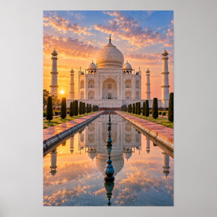 Taj Mahal Sunset Reflection India Wall Art