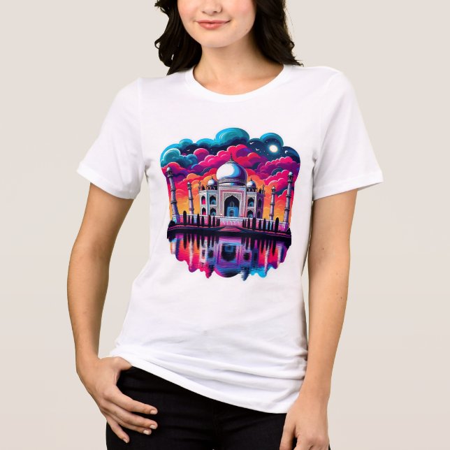 Taj Mahal under a beautiful colourful rainbow sky Tri-Blend Shirt (Front)