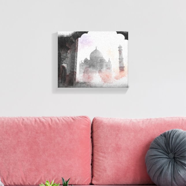 Taj Mahal Vintage Travel Canvas Print – Retro Art (Insitu(LivingRoom))