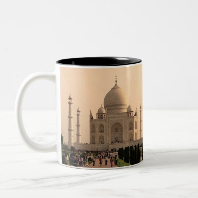 Taj Mahal with people Two-Tone Coffee Mug (Left)
