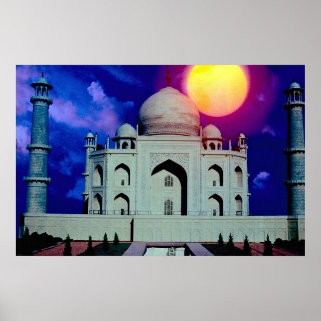 Taj Mahal with sun Poster (Front)