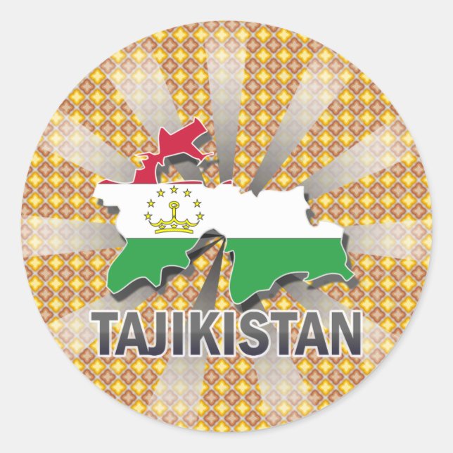 Tajikistan Flag Map 2.0 Classic Round Sticker (Front)