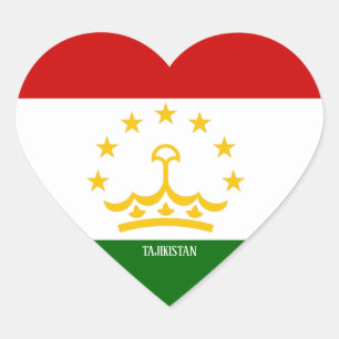 Tajikistan Flag Splendid Patriotic Heart Sticker