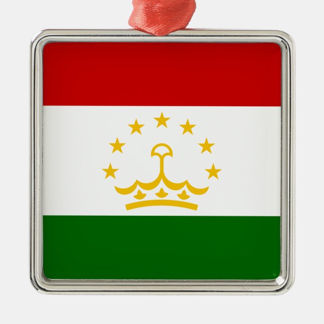 Tajikistan Flag (Tajik) (Republic of Tajikistan) C Metal Tree Decoration (Front)