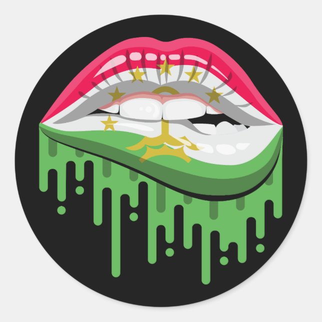 Tajikistan lips pride root flag classic round sticker (Front)