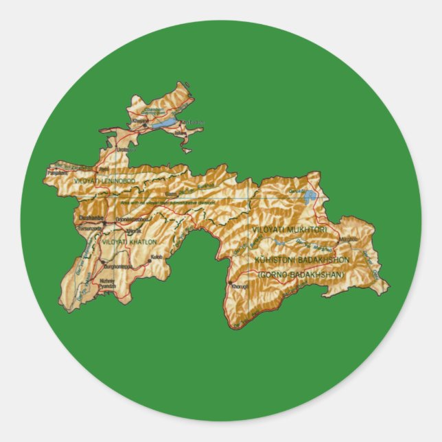 Tajikistan Map Sticker (Front)