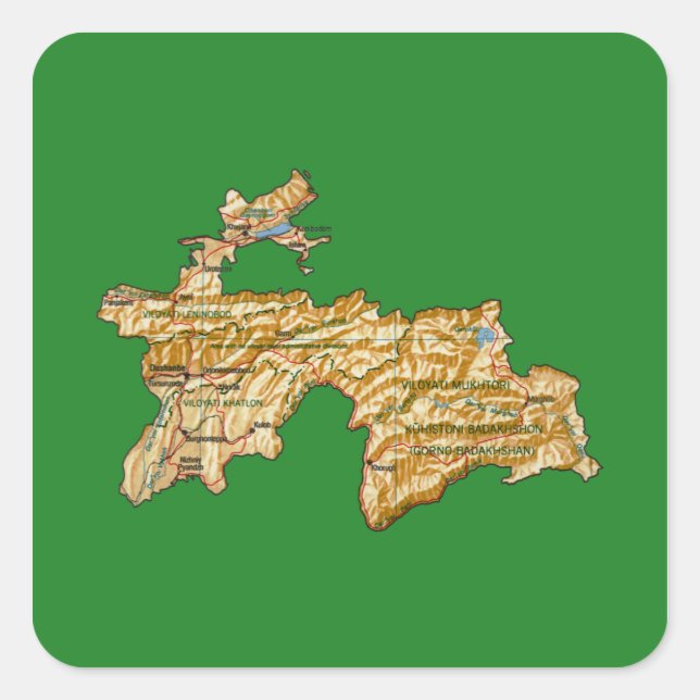 Tajikistan Map Sticker (Front)