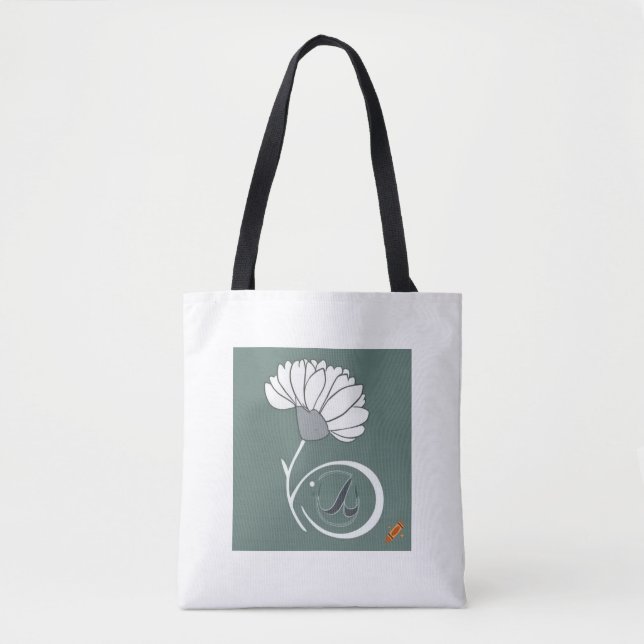 "Tajitu Flower Stem Tote Bag: Minimalist 'S' Shape Bag (Front)