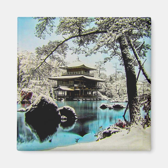 TAKAGI Glass Magic Lantern Slide KINKAKUJI GARDENS Magnet (Front)
