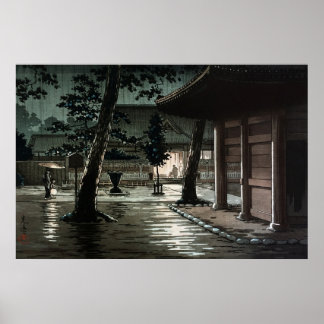 Takanawa Sengakuji Temple by Tsuchiya Koitsu Poster