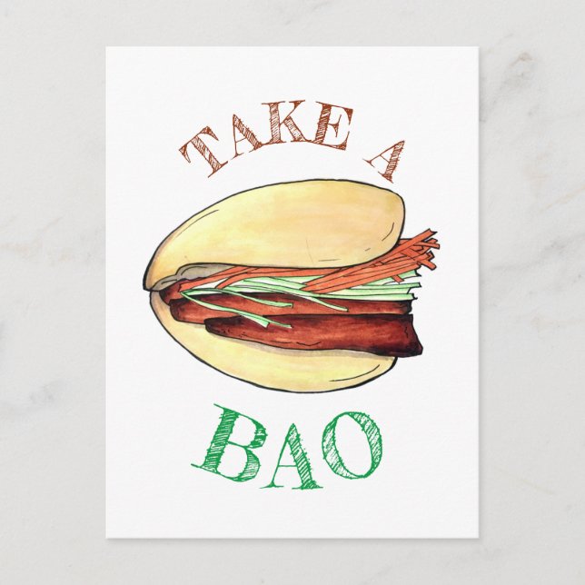 TAKE A BAO Pork Belly Bun Celebration Congrats Postcard (Front)