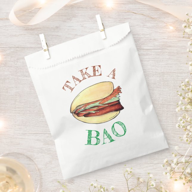 TAKE A BAO Pork Belly Bun Chinese Taiwanese Food Favour Bags (Clipped)
