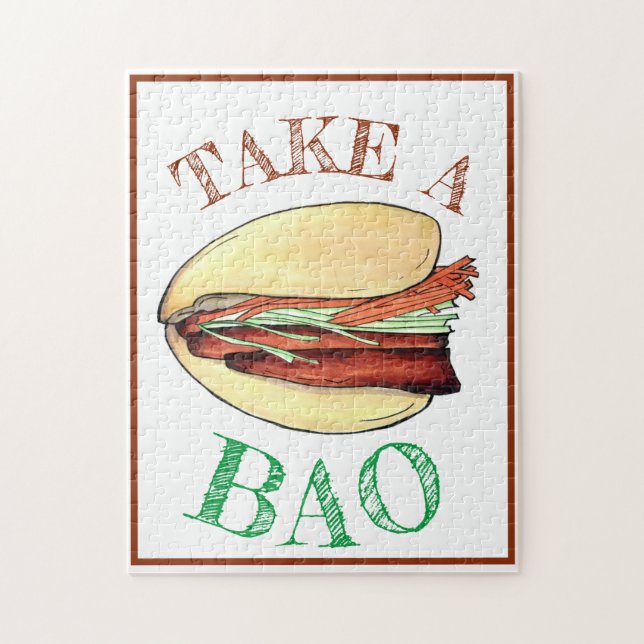 TAKE A BAO Pork Belly Bun Chinese Taiwanese Food Jigsaw Puzzle (Vertical)
