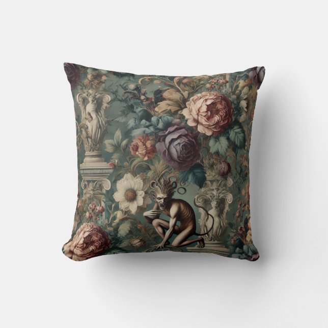 Take a Bow – Gothic Floral Design Cushion (Front)