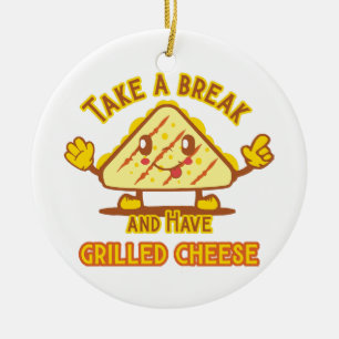 Take a Break and Have Grilled Cheese Ceramic Tree Decoration