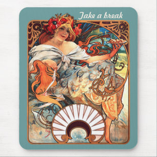 Take a break  CC0413 Alphonse Mucha Mouse Pad