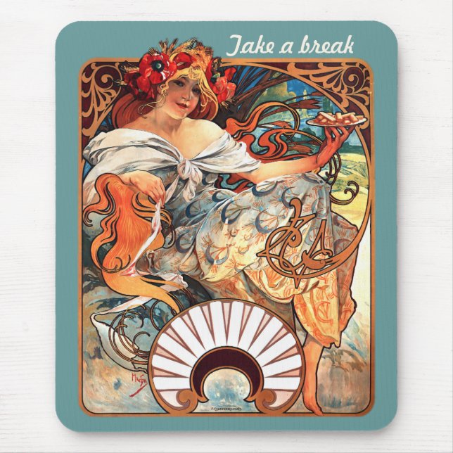 Take a break  CC0413 Alphonse Mucha Mouse Pad (Front)