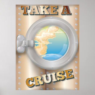 Take a Cruise cartoon travel poster