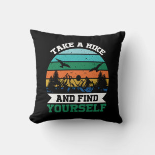 Take a Hike and Find Yourself Retro Vintage Hiking Cushion
