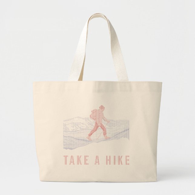 Take a Hike Blue and Red Large Tote Bag (Front)