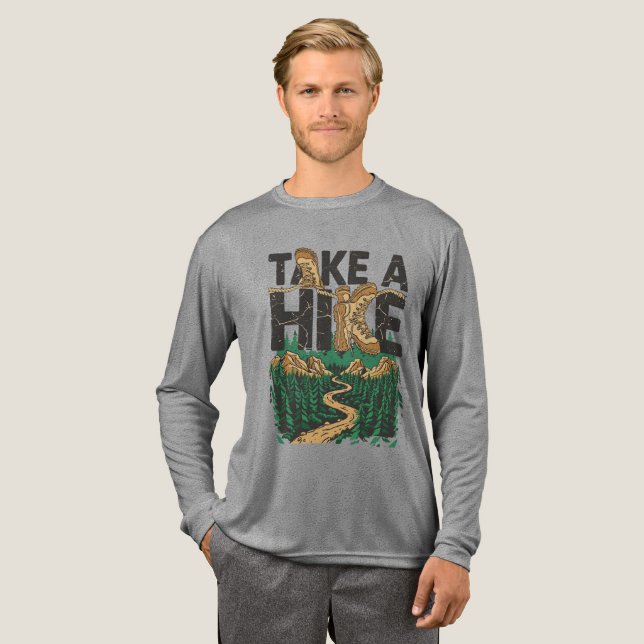 Take a Hike – Funny Hiking Quote with Boot Tri-Blend Shirt (Full Front)