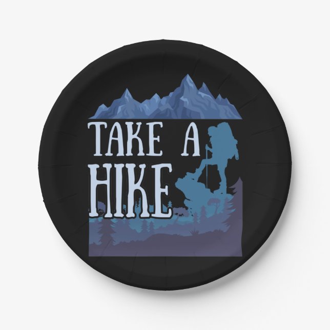 Take a Hike I love Hiking camping Paper Plate (Front)