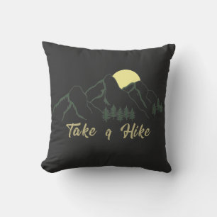 Take a hike outdoor hiking logo pine trees cushion