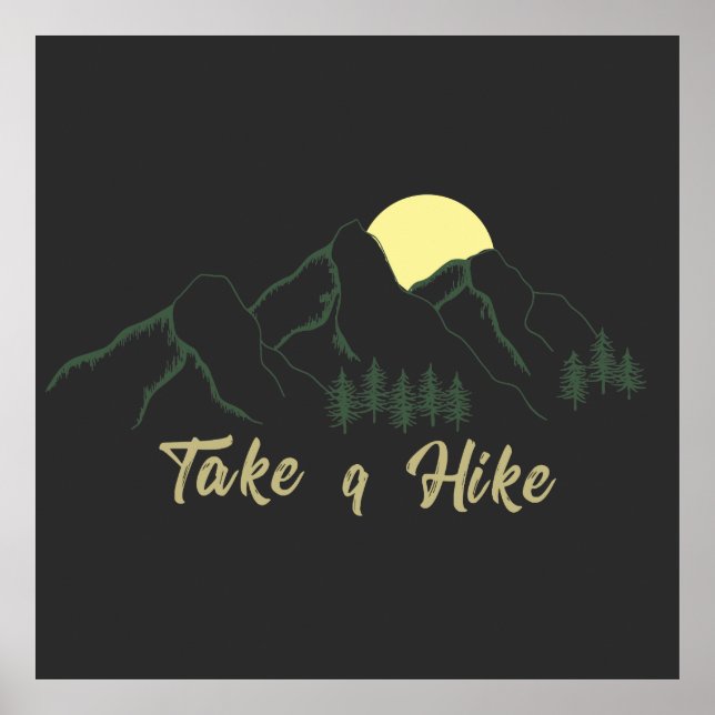 Take a hike outdoor hiking logo pine trees poster (Front)