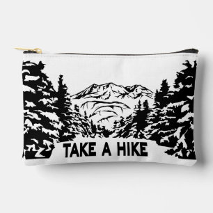 Take a Hike quote monochrome mountain landscape Accessory Pouch