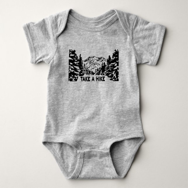 Take a Hike quote monochrome mountain landscape Baby Bodysuit (Front)