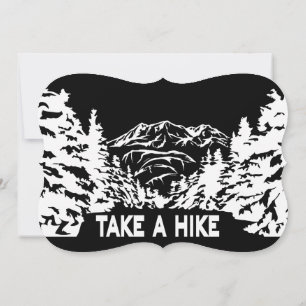 Take a Hike quote monochrome mountain landscape Card