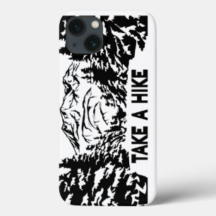 Take a Hike quote monochrome mountain landscape iPhone 13 Case