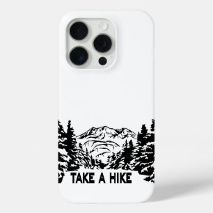 Take a Hike quote monochrome mountain landscape iPhone 15 Pro Case