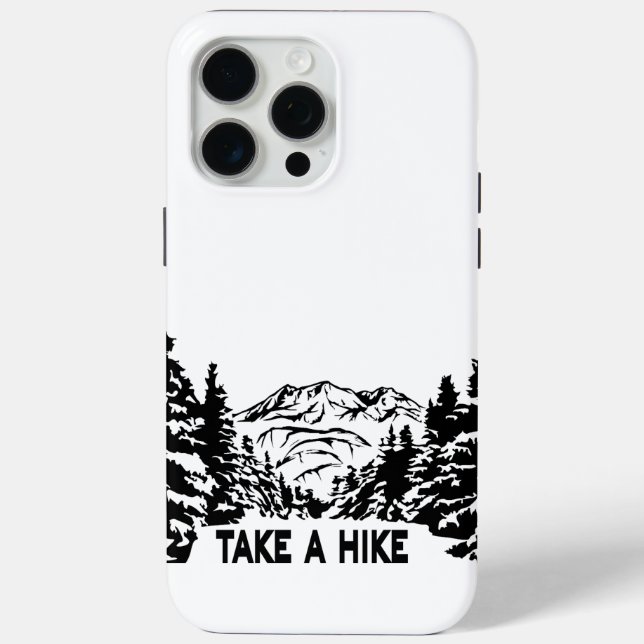 Take a Hike quote monochrome mountain landscape Case-Mate iPhone Case (Back)