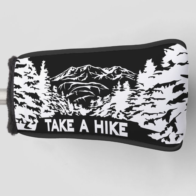 Take a Hike quote monochrome mountain landscape Golf Head Cover (Front)