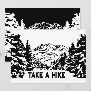 Take a Hike quote monochrome mountain landscape Invitation
