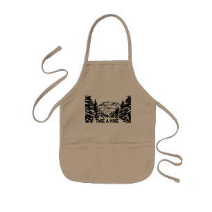 Take a Hike quote monochrome mountain landscape Kids Apron