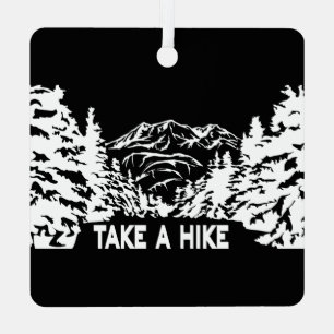 Take a Hike quote monochrome mountain landscape Metal Tree Decoration