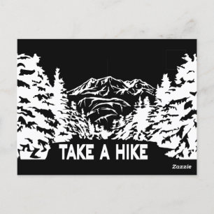 Take a Hike quote monochrome mountain landscape Postcard