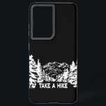 Take a Hike quote monochrome mountain landscape Samsung Galaxy Case<br><div class="desc">Monochrome illustration with view to mountains and snowy winter wood drawing in woodcut style</div>