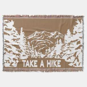 Take a Hike quote monochrome mountain landscape Throw Blanket