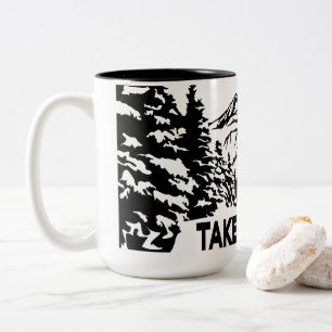 Take a Hike quote monochrome mountain landscape Two-Tone Coffee Mug