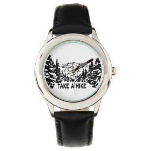 Take a Hike quote monochrome mountain landscape Watch