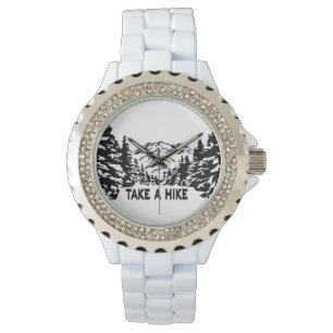 Take a Hike quote monochrome mountain landscape Watch
