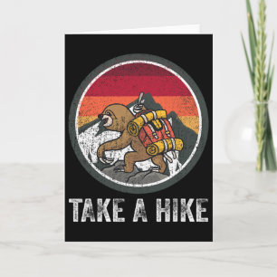 Take A Hike Retro Hiker Sloth Hiking Trekking Fun  Card