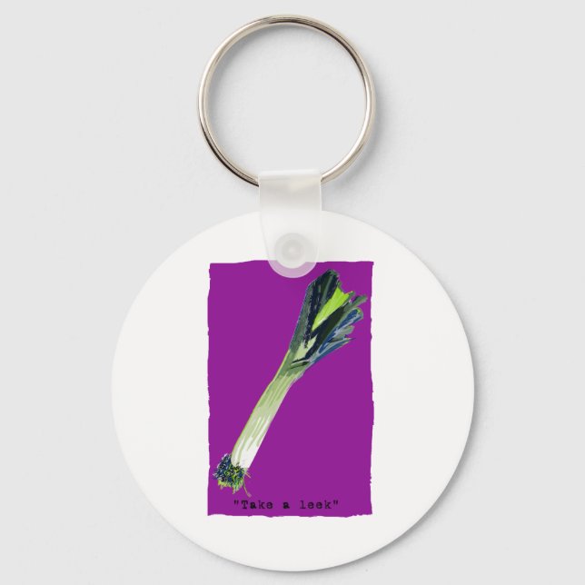 take a leek Fuchsia Key Ring (Front)