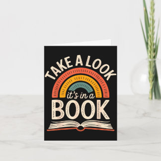 Take a look in a book retro reading bookworm card