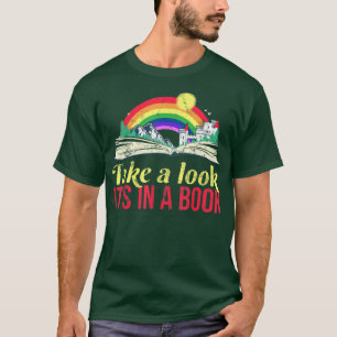 Take A Look It's A Book Retro Rainbow 1075 T-Shirt