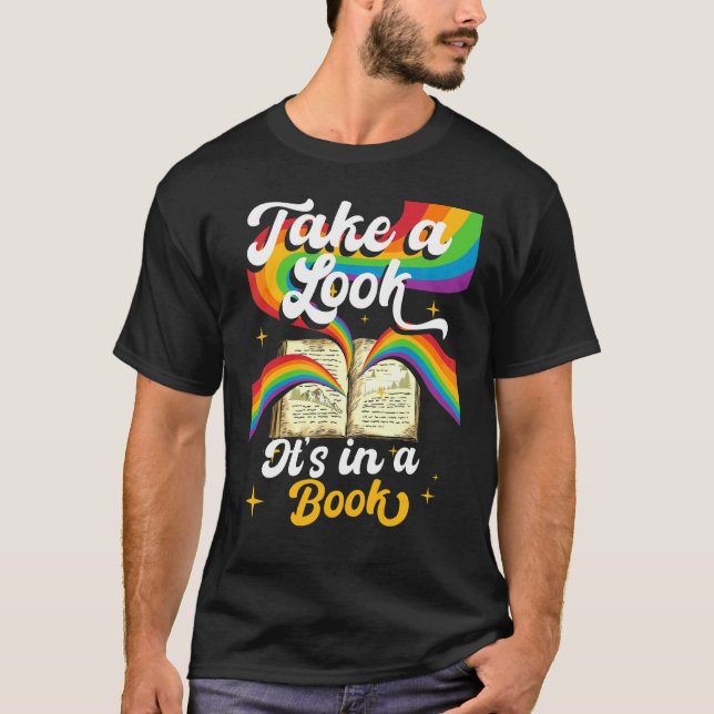 Take A Look It's A Book Retro Rainbow T-Shirt (Front)