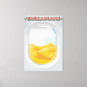 take a plane vintage travel poster canvas print